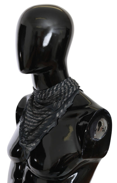 Costume National Schwarzer grauer Viskose Foulard Markenschal