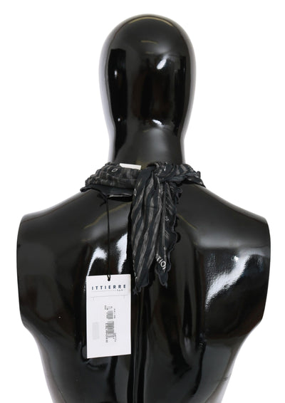 Costume National Schwarzer grauer Viskose Foulard Markenschal