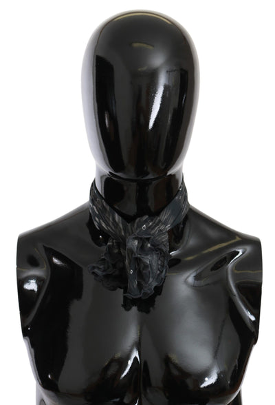 Costume National Schwarzer grauer Viskose Foulard Markenschal