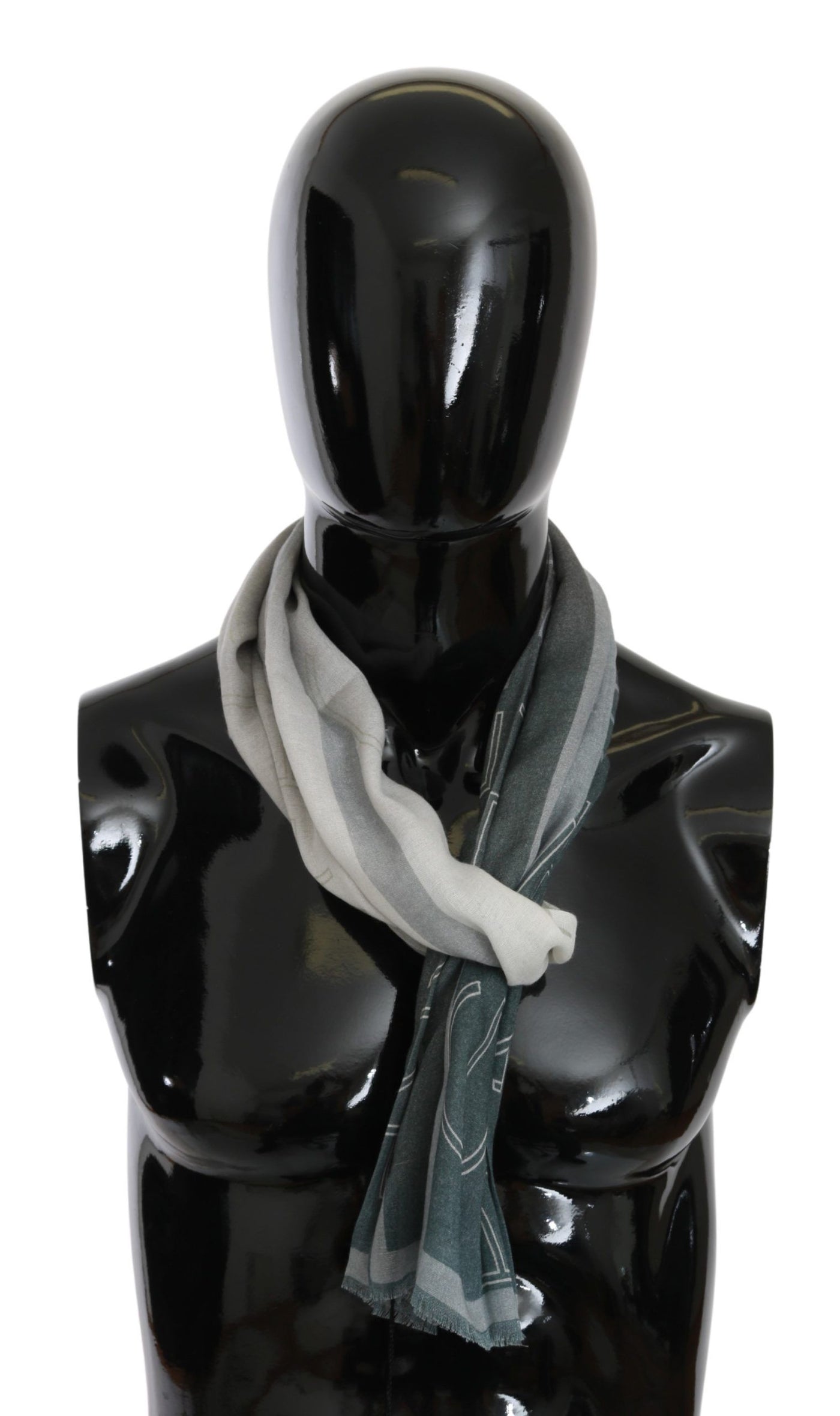 GF Ferre Grauer Woll-Viskose Foulard gemusterter Markenschal
