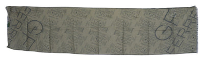 GF Ferre Grüner Foulard aus Wolle und Viskose, gemustert, Markenschal