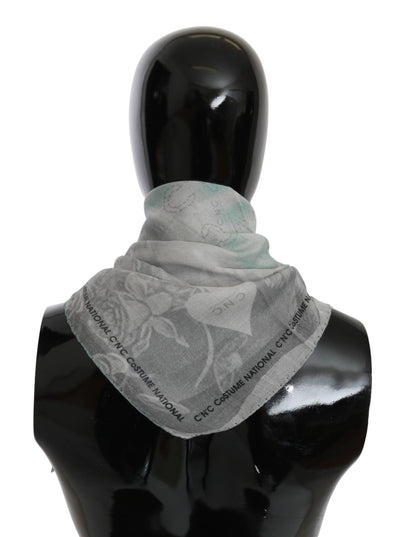 Costume National Grauer Seidenschal Foulard Wickelschal