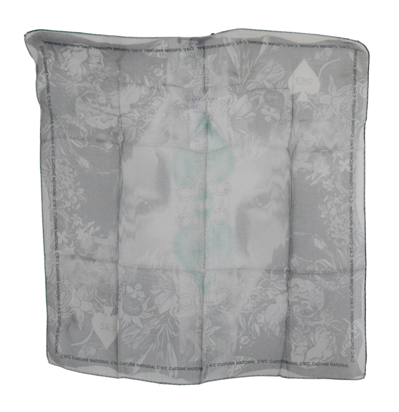 Costume National Grauer Seidenschal Foulard Wickelschal