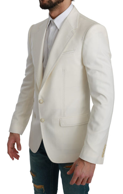 Dolce & Gabbana SICILIA Cremefarbener einreihiger formeller Blazer