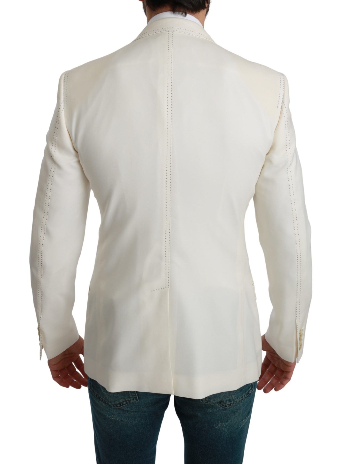 Dolce & Gabbana SICILIA Cremefarbener einreihiger formeller Blazer