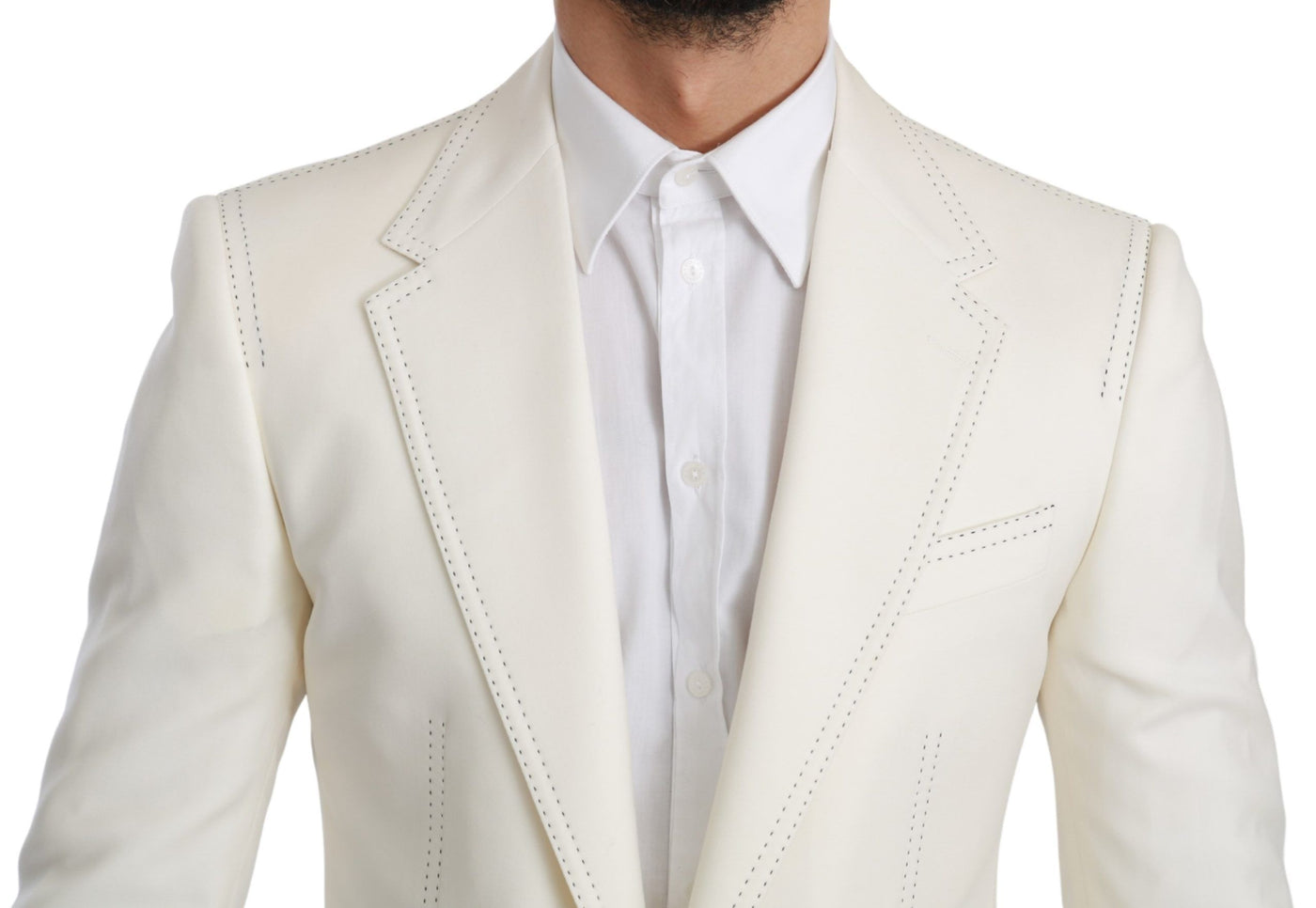 Dolce & Gabbana SICILIA Cremefarbener einreihiger formeller Blazer