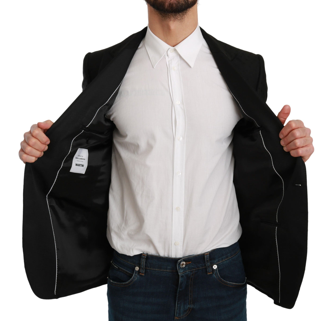 Dolce & Gabbana Schwarzer Slim Fit Mantel Jacke MARTINI Blazer