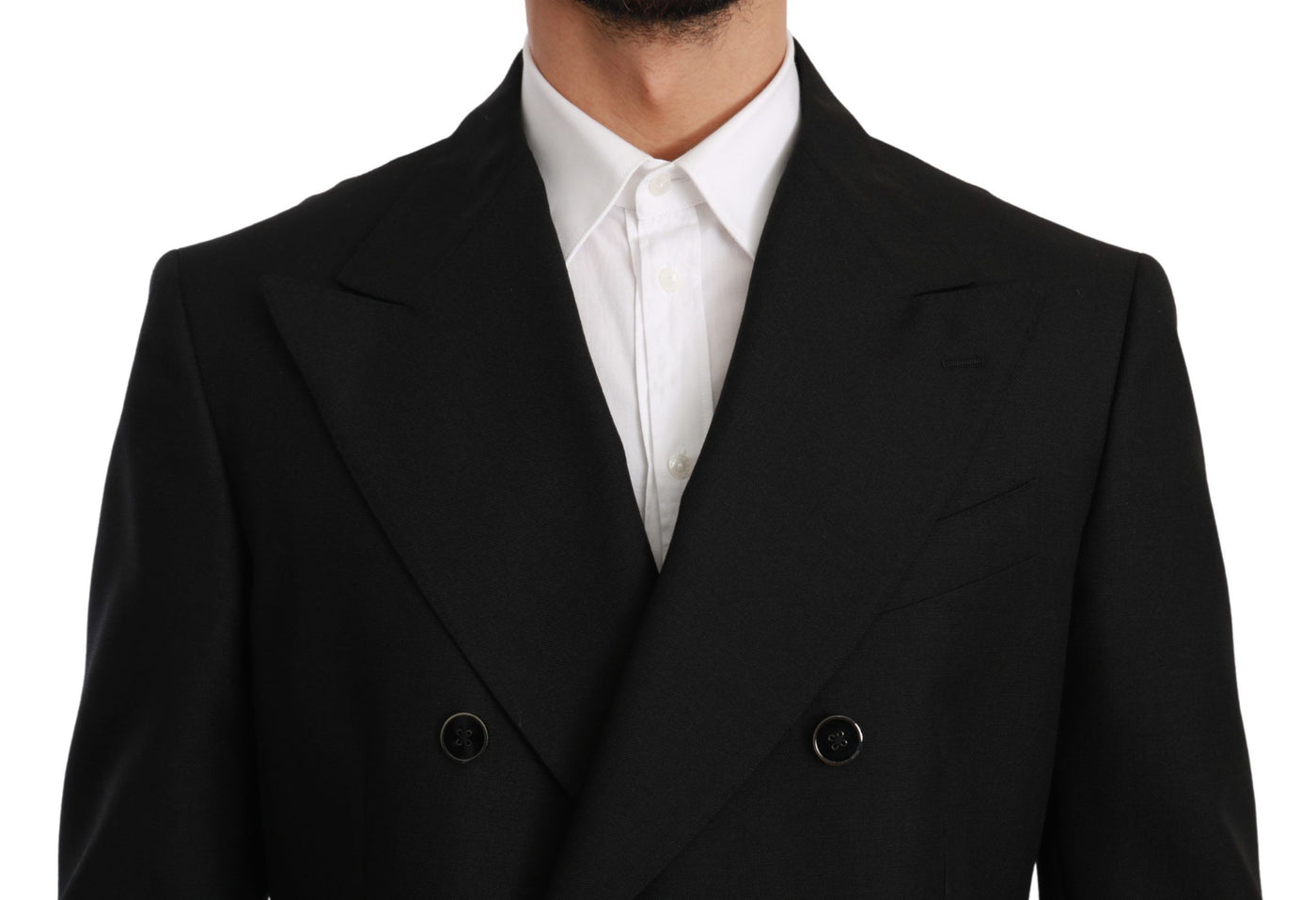 Dolce & Gabbana Schwarzer Slim Fit Mantel Wollblazer