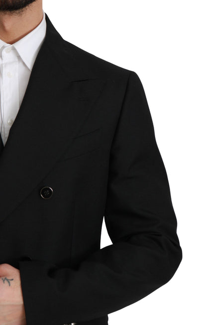 Dolce & Gabbana Schwarzer Slim Fit Mantel Wollblazer