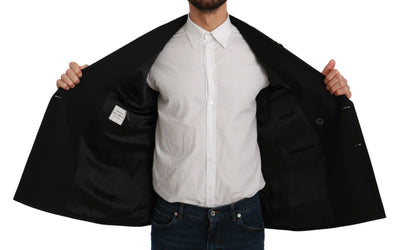 Dolce & Gabbana Schwarzer Slim Fit Mantel Wollblazer