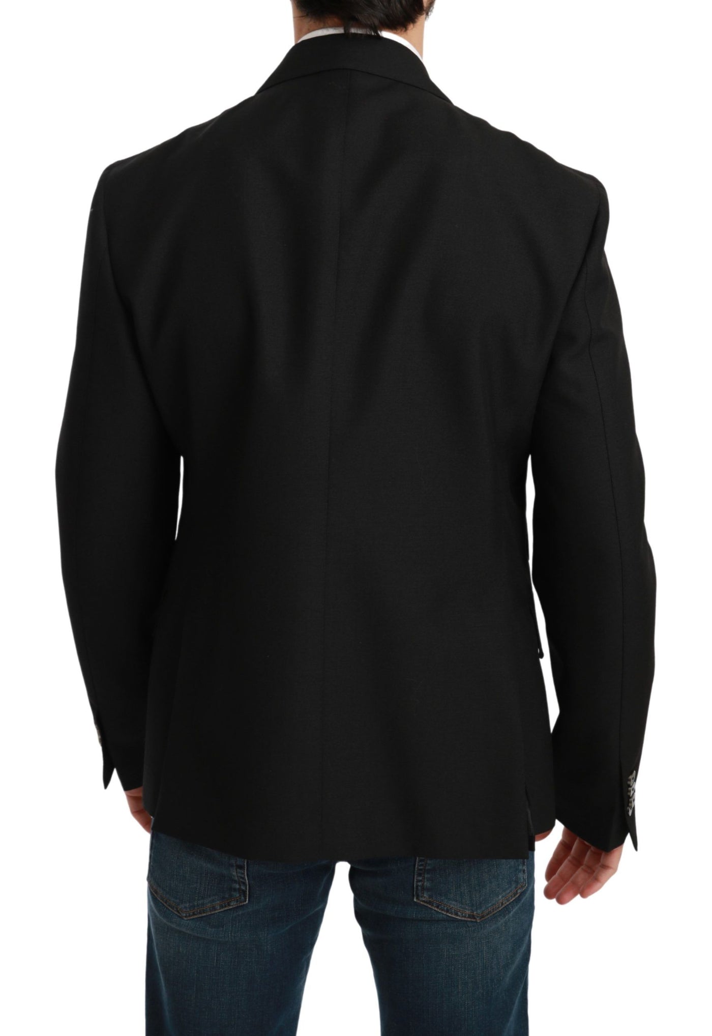 Dolce & Gabbana Schwarzer Slim Fit Mantel Wollblazer