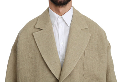 Dolce & Gabbana Beige Jacke Mantel 100% Jute Blazermantel