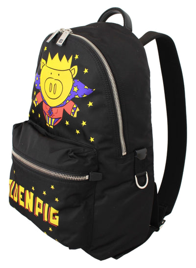 Dolce & Gabbana Schwarzes Goldenes Schwein des Jahres Schulrucksack
