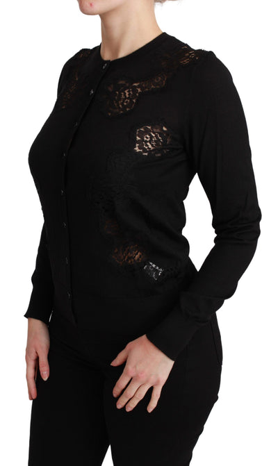 Dolce & Gabbana Schwarzer Kaschmir-Spitzen-Strickpulli