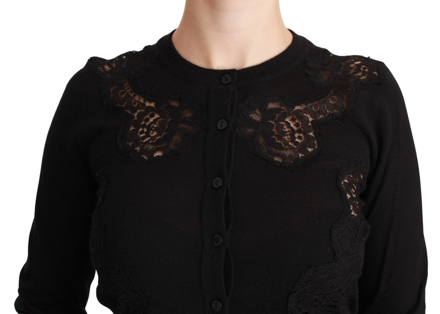 Dolce & Gabbana Schwarzer Kaschmir-Spitzen-Strickpulli