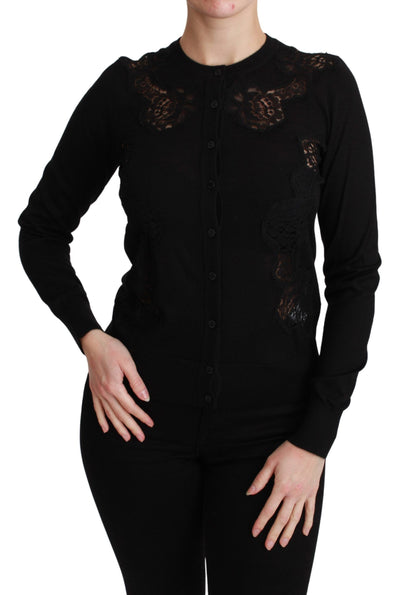 Dolce & Gabbana Schwarzer Kaschmir-Spitzen-Strickpulli