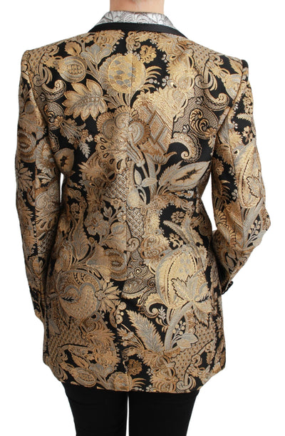 Dolce & Gabbana Schwarz-Gold Jacquard Blazer Jacke