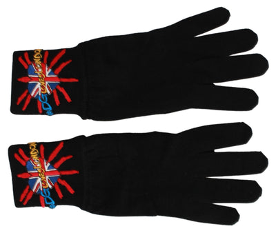 Dolce & Gabbana Schwarz #DGLovesLondon Bestickte Wollhandschuhe