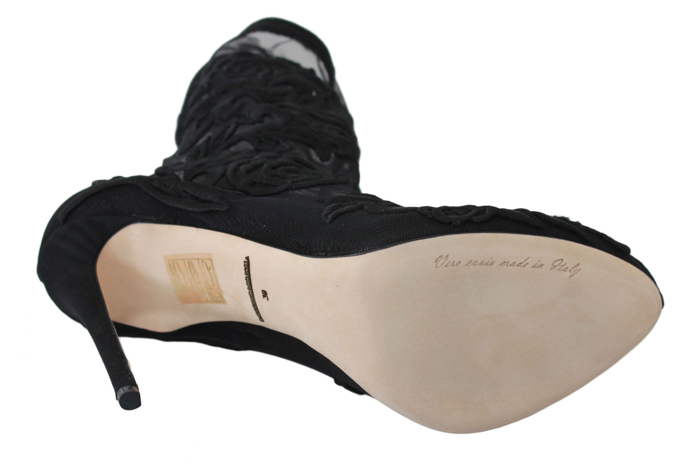 Dolce & Gabbana Schwarz Rosen Stilettos Booties Socken Schuhe