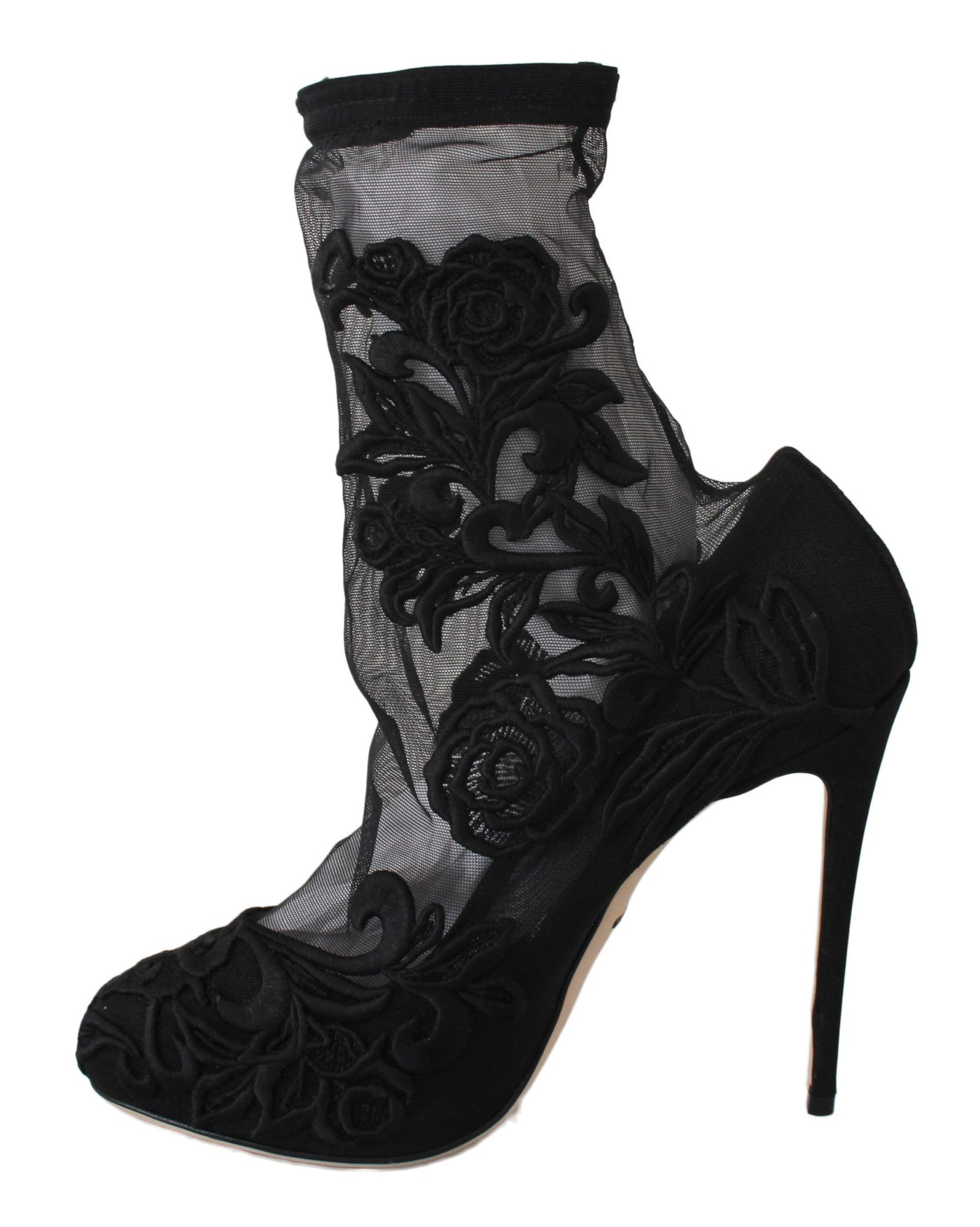 Dolce & Gabbana Schwarz Rosen Stilettos Booties Socken Schuhe