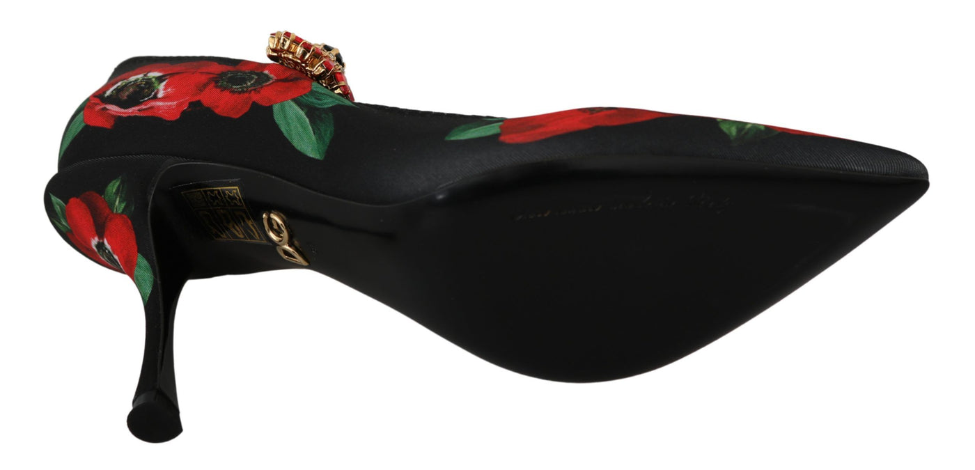 Dolce & Gabbana Schwarz Rot Floral Mary Janes Pumps Schuhe