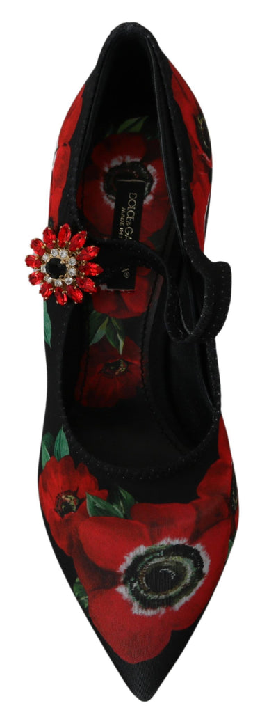 Dolce & Gabbana Schwarz Rot Floral Mary Janes Pumps Schuhe