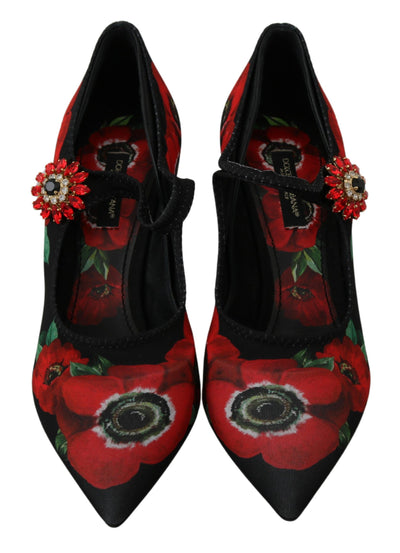 Dolce & Gabbana Schwarz Rot Floral Mary Janes Pumps Schuhe