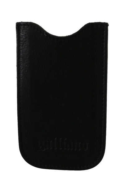 John Galliano Schwarzes Leder Multifunktionale Männer ID Bill Kartenhalter Brieftasche