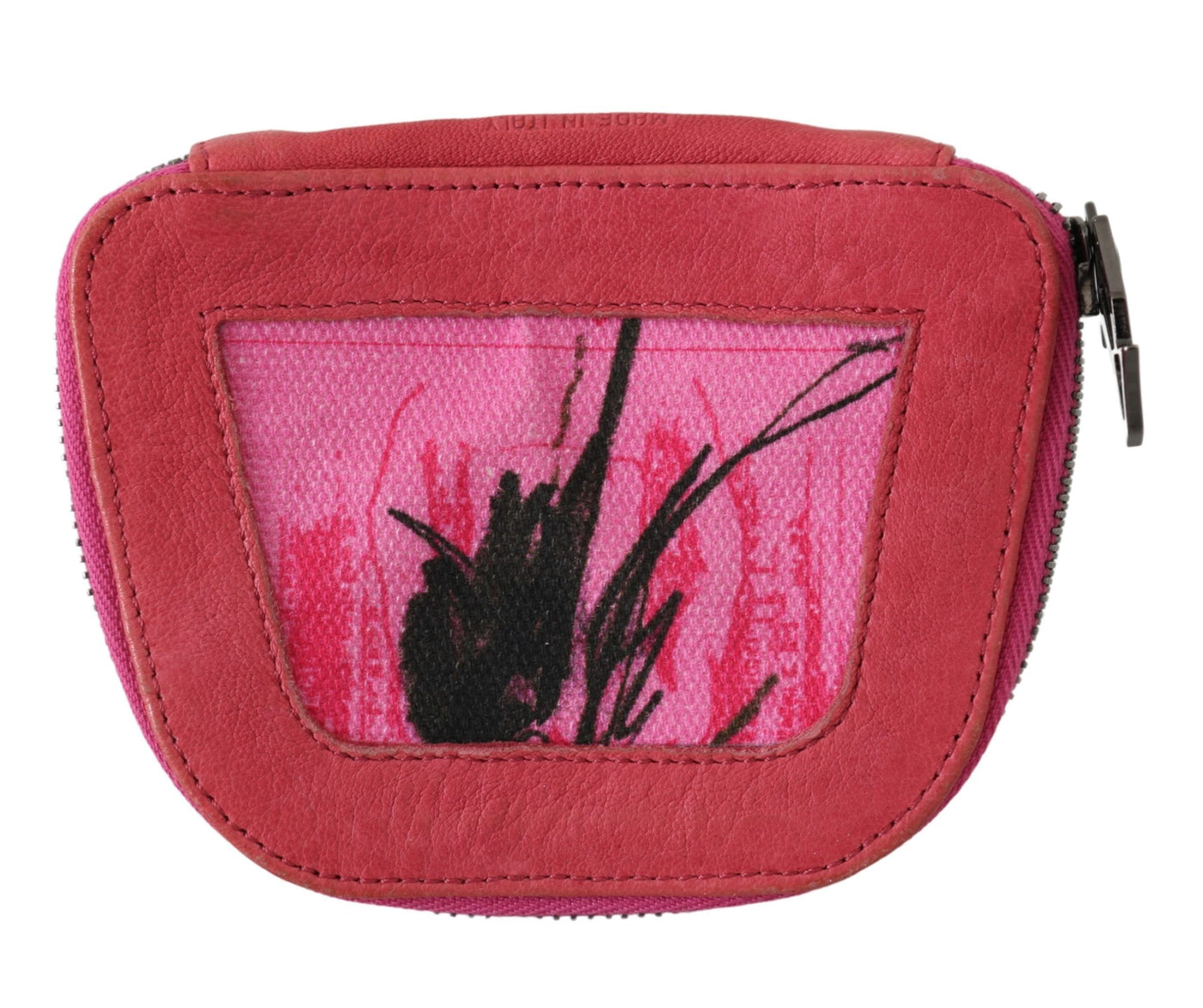 PINKO Rosa Wildleder gedruckt Münze Inhaber Frauen Stoff Zippered Geldbörse
