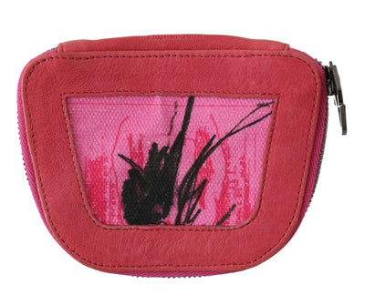 PINKO Rosa Wildleder gedruckt Münze Inhaber Frauen Stoff Zippered Geldbörse