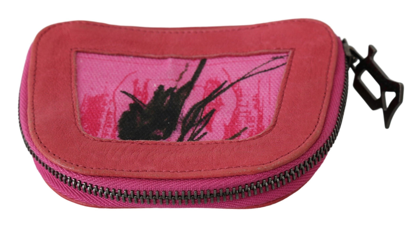 PINKO Rosa Wildleder gedruckt Münze Inhaber Frauen Stoff Zippered Geldbörse