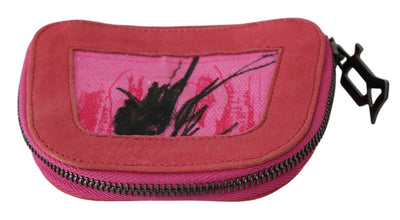 PINKO Rosa Wildleder gedruckt Münze Inhaber Frauen Stoff Zippered Geldbörse