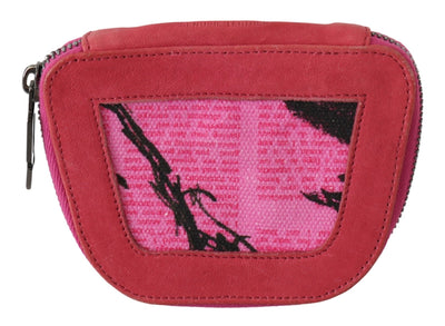 PINKO Rosa Wildleder gedruckt Münze Inhaber Frauen Stoff Zippered Geldbörse