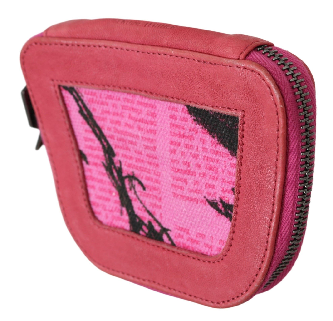 PINKO Rosa Wildleder gedruckt Münze Inhaber Frauen Stoff Zippered Geldbörse