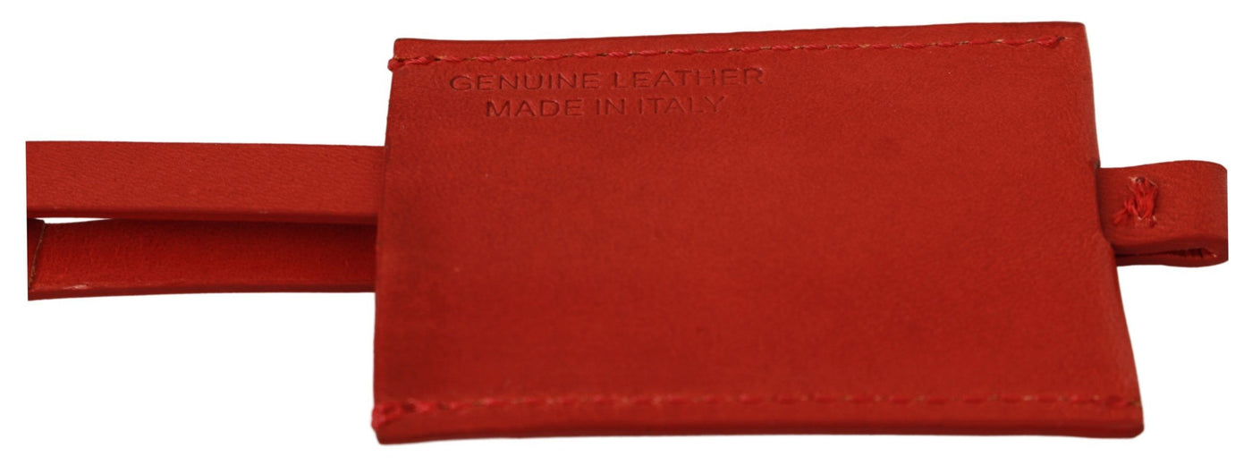 Costume National Roter Leder-Schlüsselanhänger mit Markenlogo