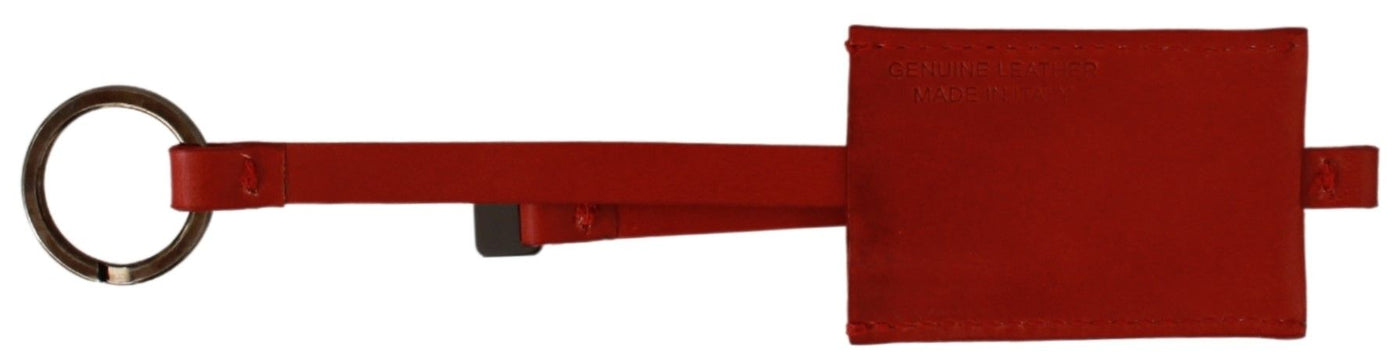 Costume National Roter Leder-Schlüsselanhänger mit Markenlogo