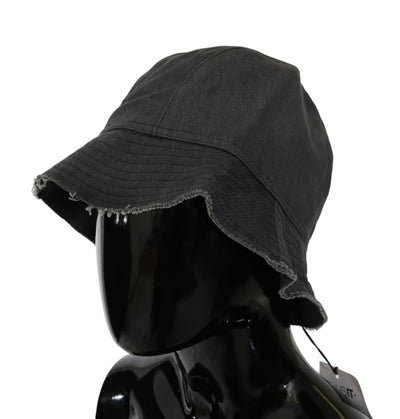 Costume National Schwarz gewaschene breite Krempe Outdoor Eimer Hut