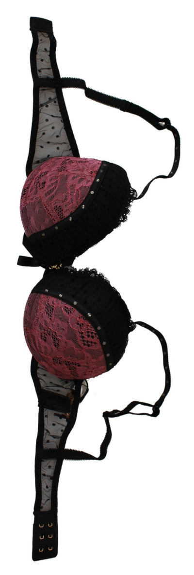 Roberto Cavalli Schwarz Rosa Spitze Push Up BH Unterwäsche