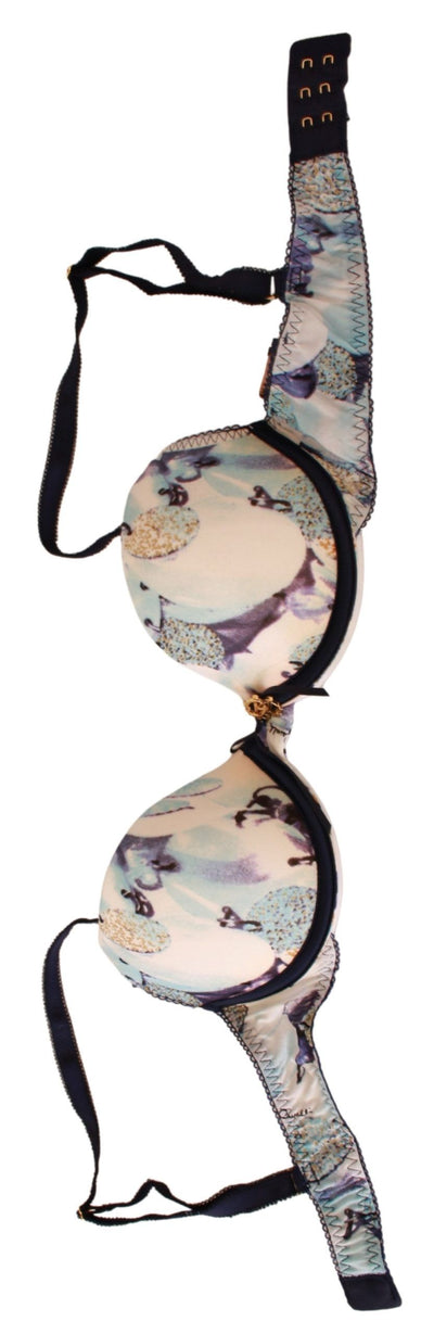 Roberto Cavalli Blau bedruckter Nylon Reggiseno BH Unterwäsche