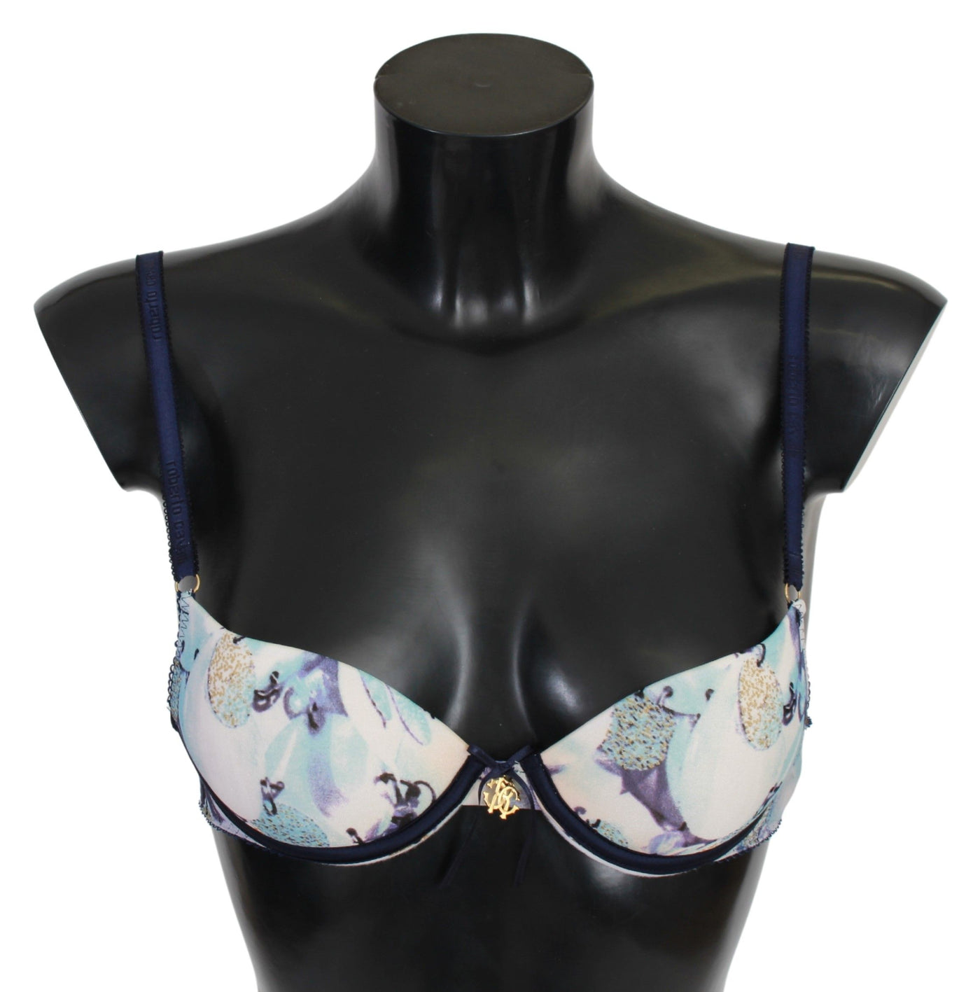 Roberto Cavalli Blau bedruckter Nylon Reggiseno BH Unterwäsche