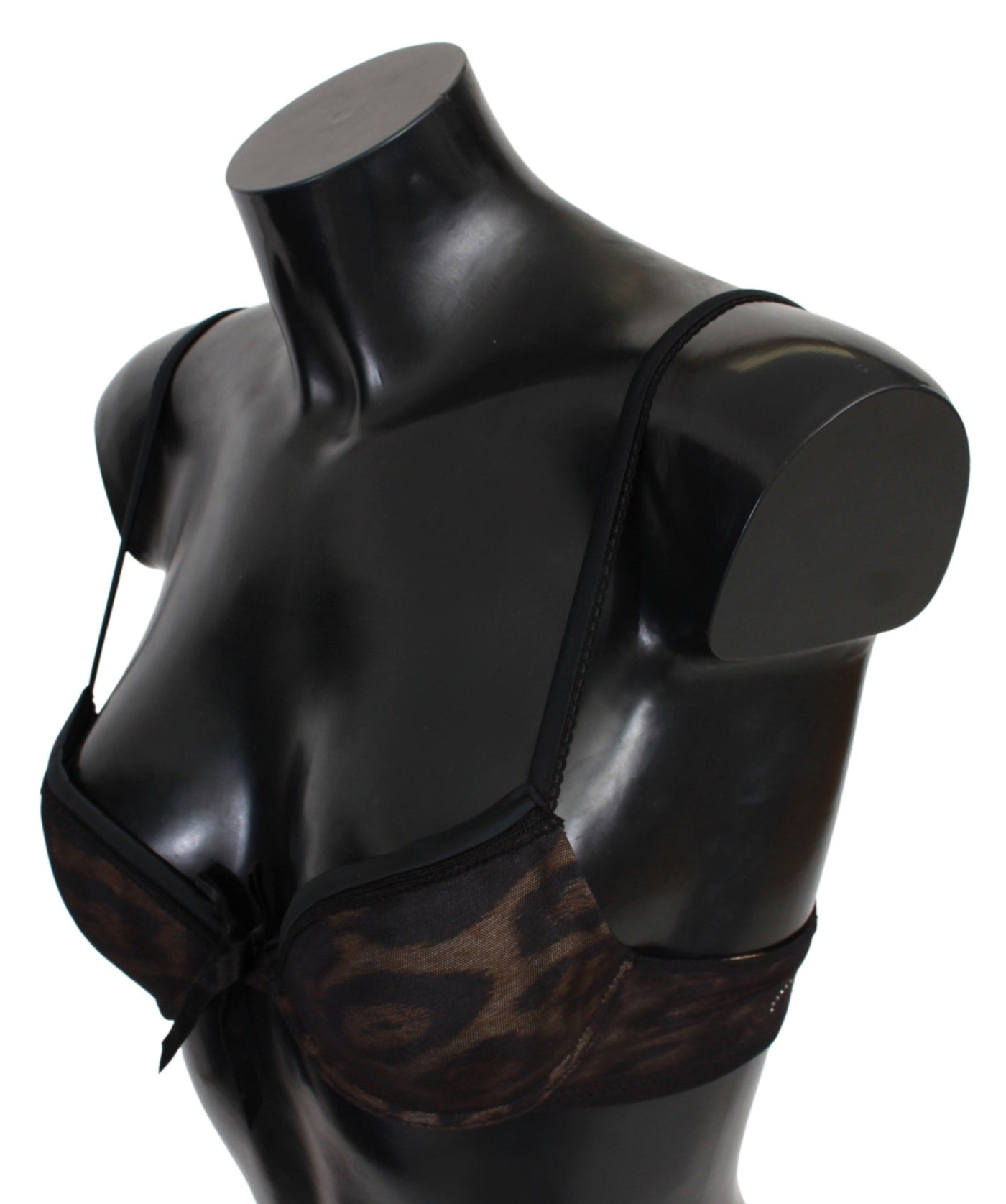 Roberto Cavalli Schwarzer Leopard Nylon Push Up BH Unterwäsche