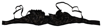 Ermanno Scervino Schwarzer Mesh Balconcino BH Nylon Unterwäsche