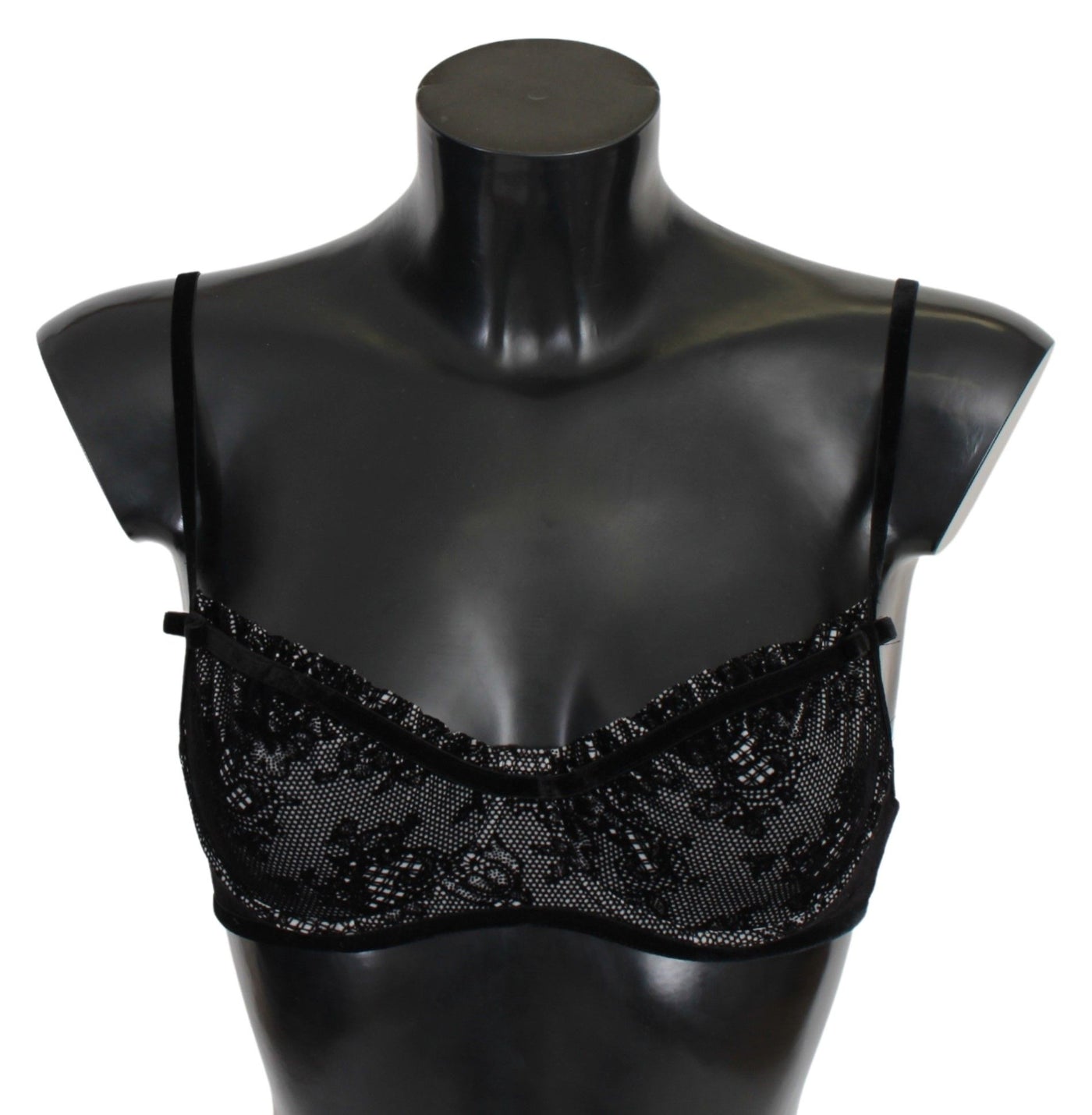 Ermanno Scervino Schwarzer Mesh Balconcino BH Nylon Unterwäsche