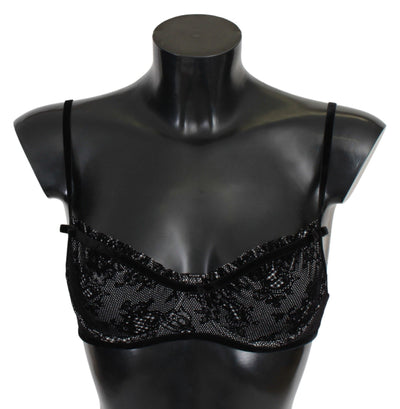 Ermanno Scervino Schwarzer Mesh Balconcino BH Nylon Unterwäsche