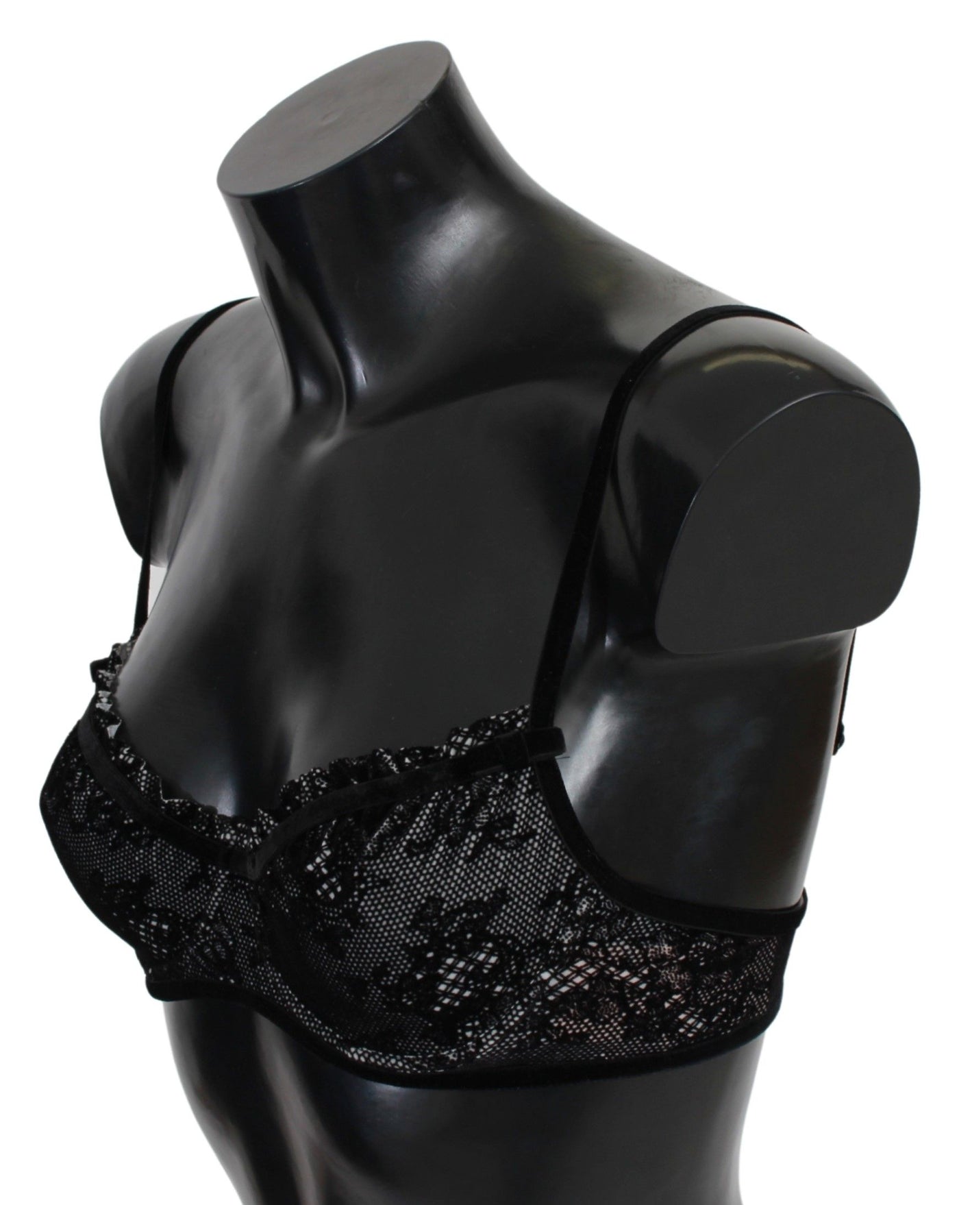 Ermanno Scervino Schwarzer Mesh Balconcino BH Nylon Unterwäsche