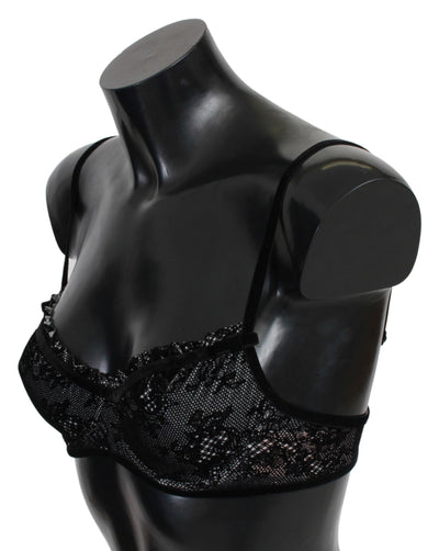 Ermanno Scervino Schwarzer Mesh Balconcino BH Nylon Unterwäsche
