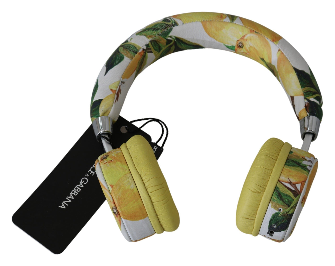 Dolce & Gabbana Weiß Gelb Zitrone Print Headset Kopfhörer
