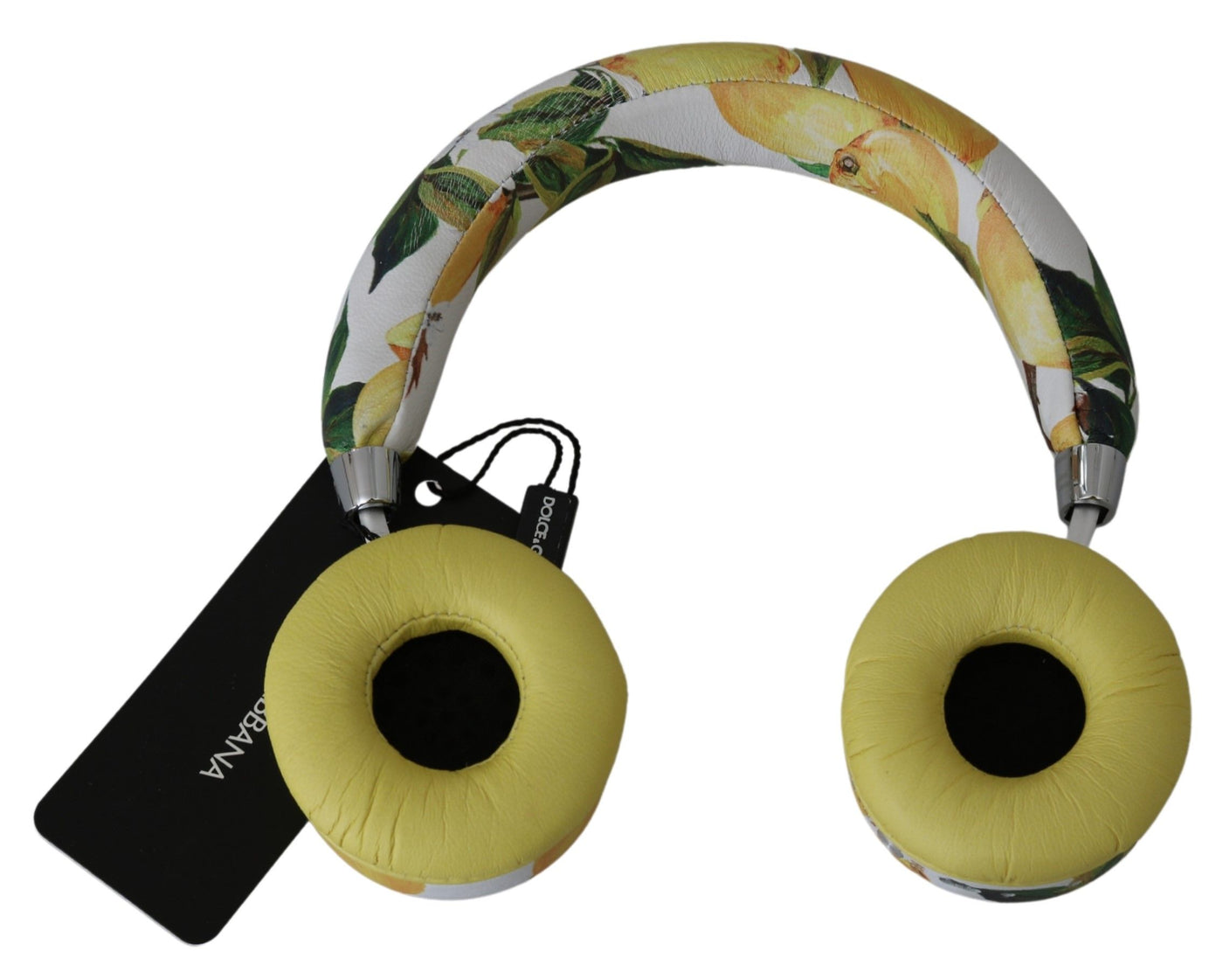 Dolce & Gabbana Weiß Gelb Zitrone Print Headset Kopfhörer