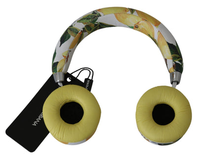 Dolce & Gabbana Weiß Gelb Zitrone Print Headset Kopfhörer