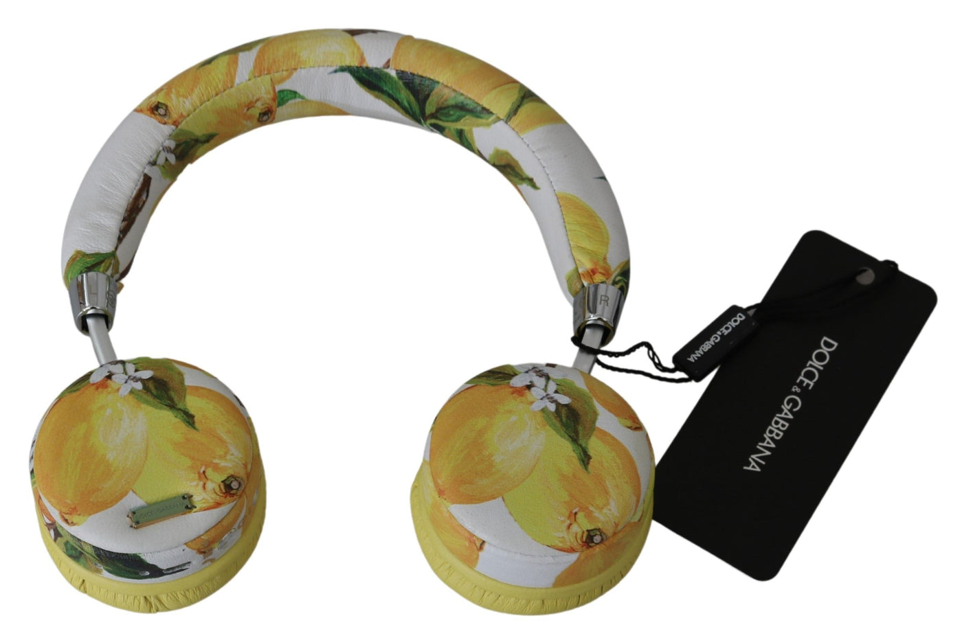 Dolce & Gabbana Weiß Gelb Zitrone Print Headset Kopfhörer